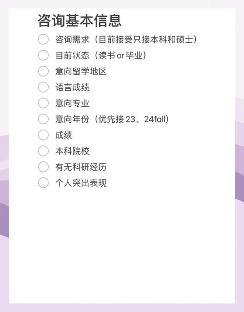 留学咨询必填清单